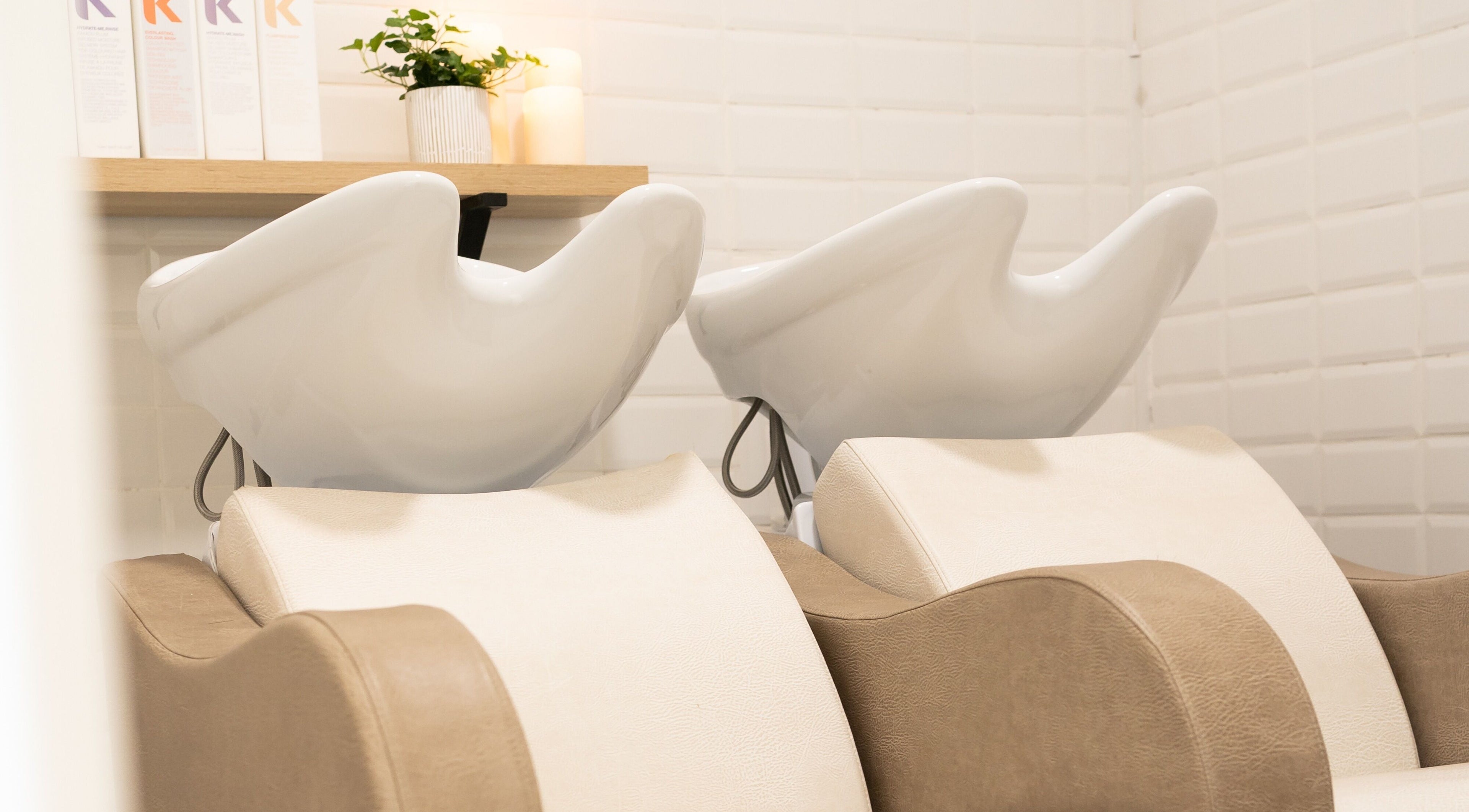 Elegant salon wash stations at FMN Studio in Mungret Village, County Limerick, IE.