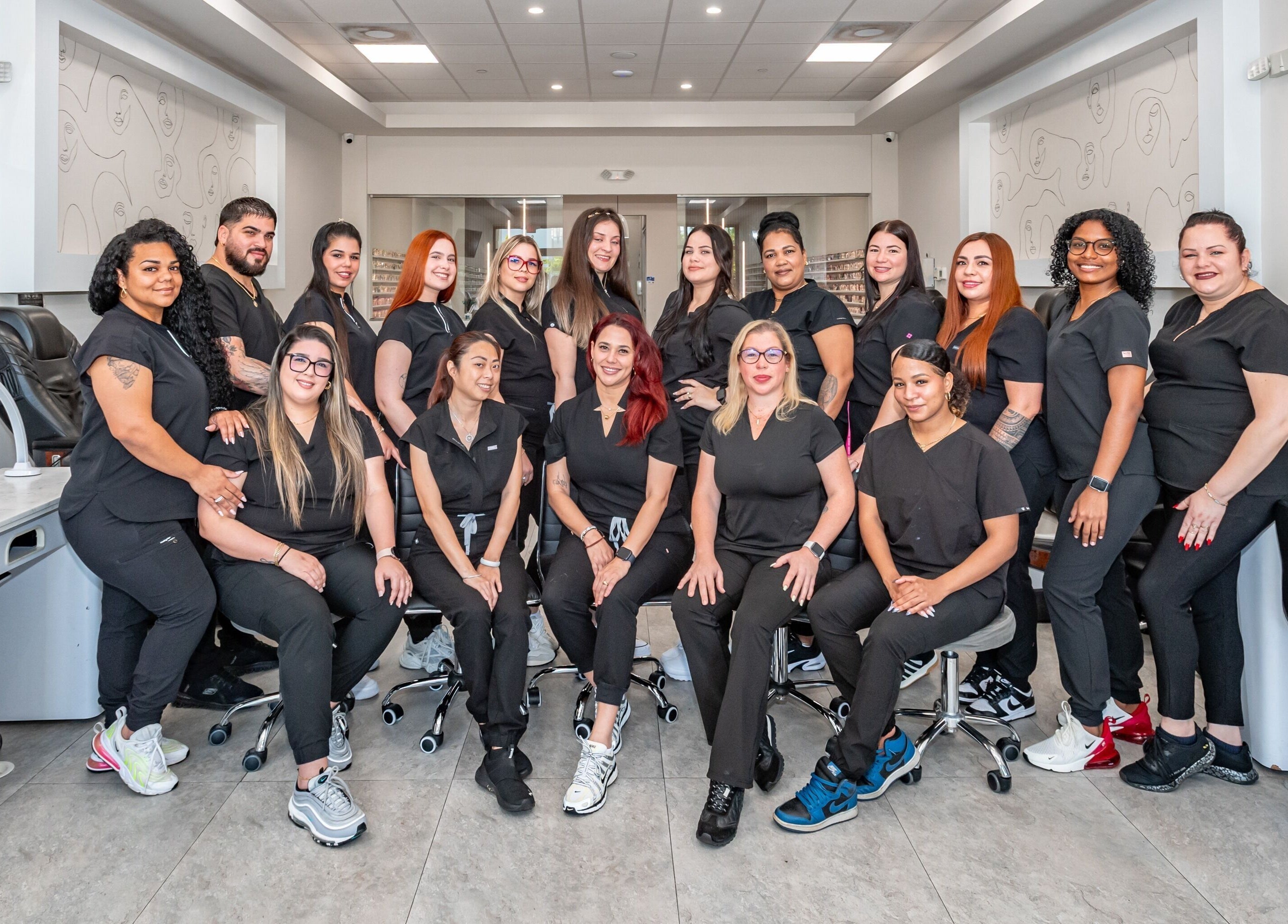 Friendly team at Lash and Nail Spa in Miramar, Florida, US ready to serve clients.