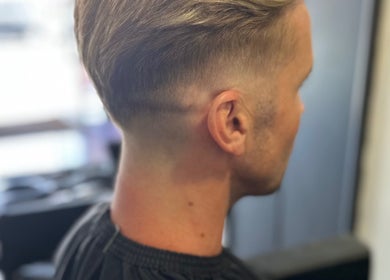 Modern fade haircut at Travis Manning Hair Consultant, Great Yarmouth, England, GB.