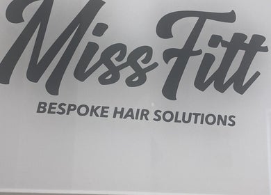 Sign featuring Missfitt Bespoke Hair Solutions, located in Penarth, Wales, GB, showcasing brand identity.