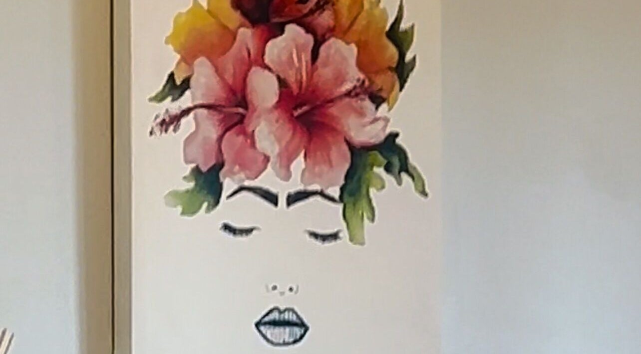 Artistic floral head portrait at LadyFace, Rancho Cucamonga, California, US.