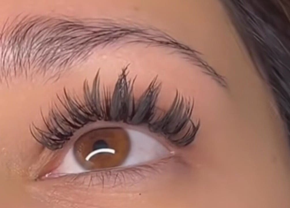 Close-up of expertly crafted eyelashes at LadyFace, Rancho Cucamonga, California, US.