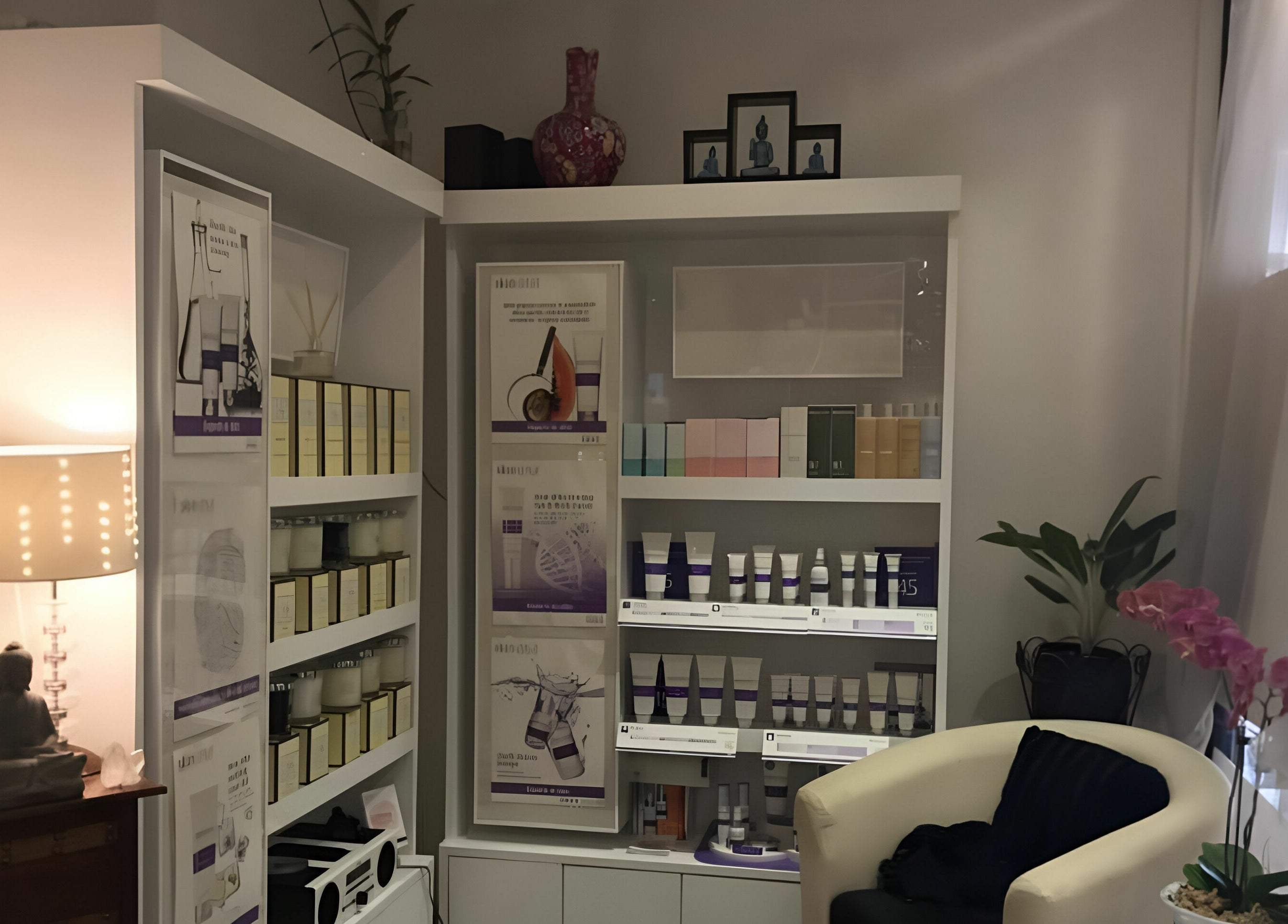 Interior of Belle Isle Manly showcasing skincare products in Manly, New South Wales, AU.