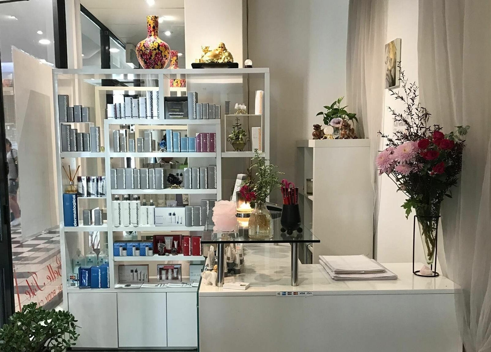 Beauty products displayed at Belle Isle Manly, Manly, New South Wales, AU, creating a serene ambience.
