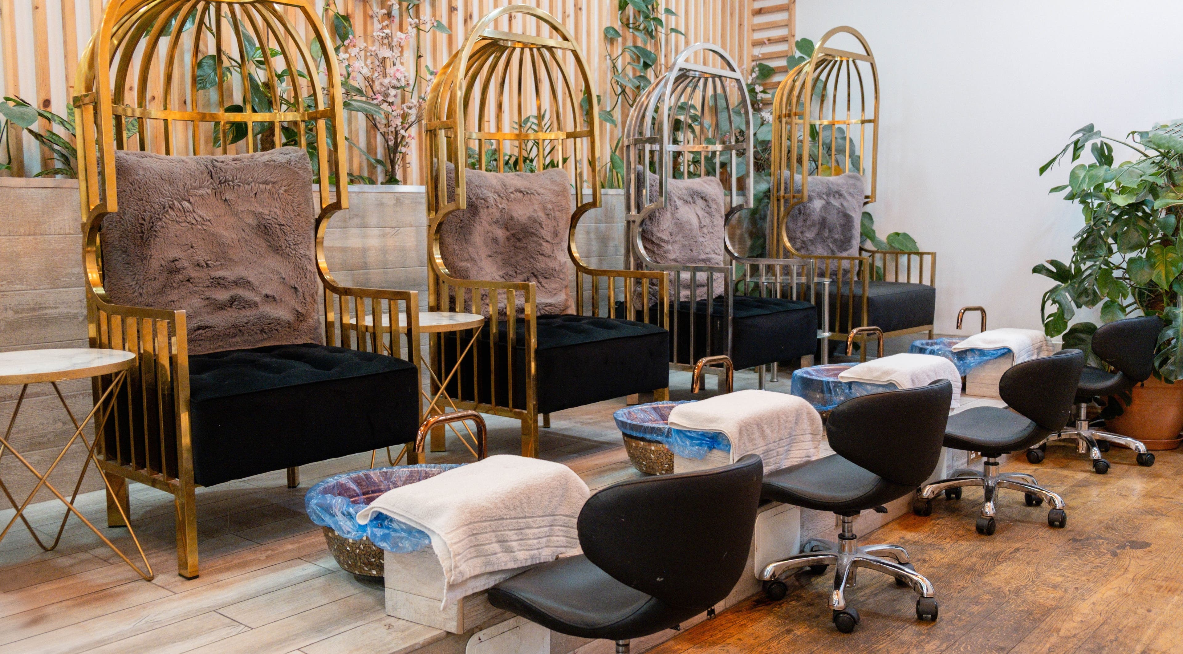 Luxurious pedicure chairs at Nailology Upper Street, London, England, GB. Perfect blend of comfort and style.