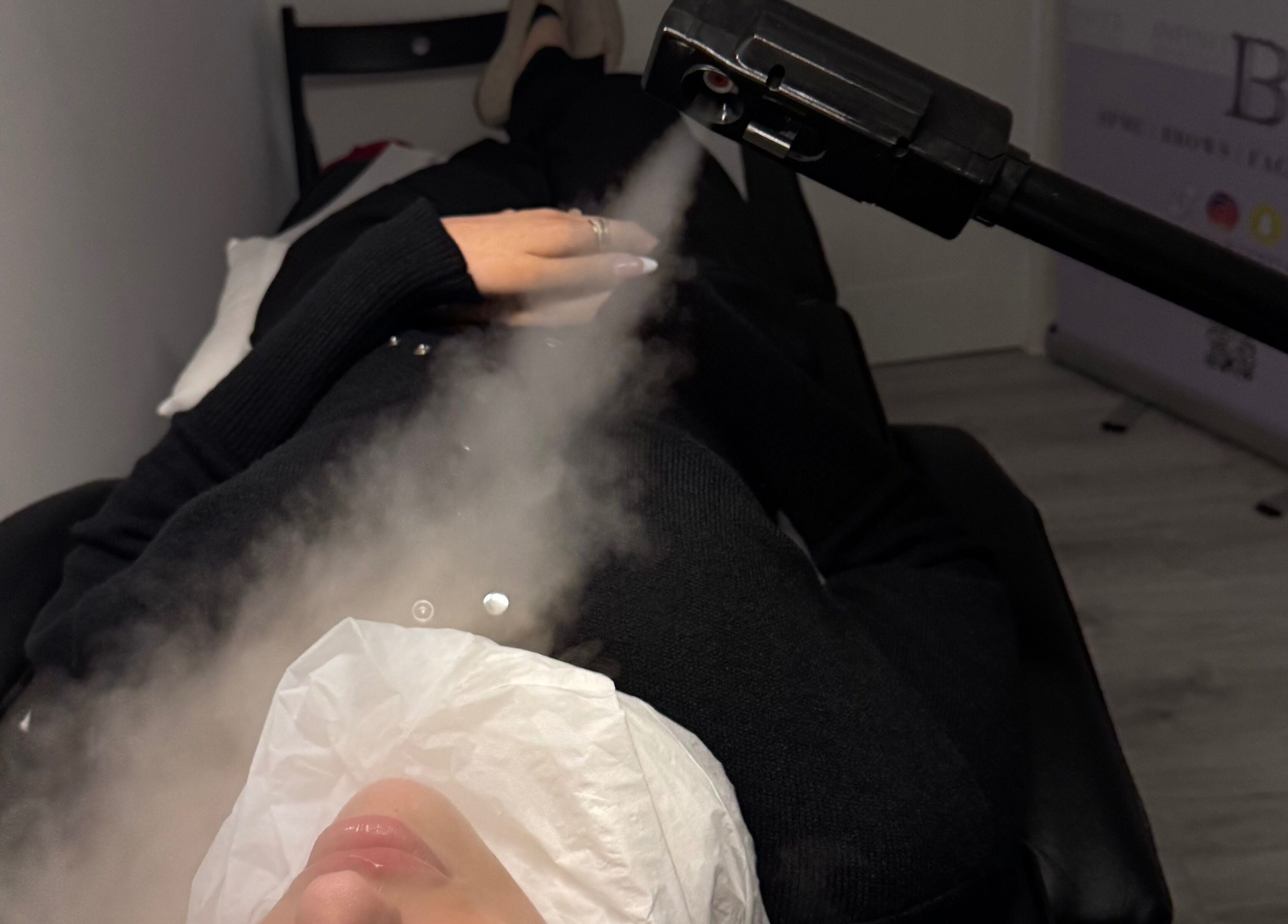 Facial steam treatment at Infinite Browtential, Birmingham, England, GB. Enhancing wellness and relaxation.