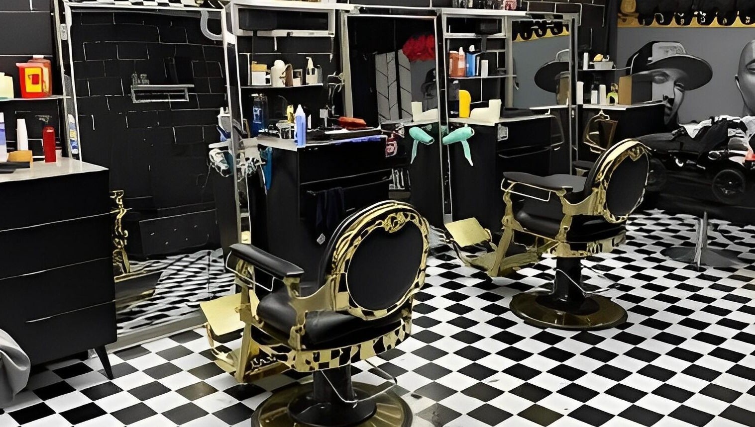Luxurious gold-trimmed barber chairs at Timeless Barber Co - Nerang, Nerang, Queensland, AU.