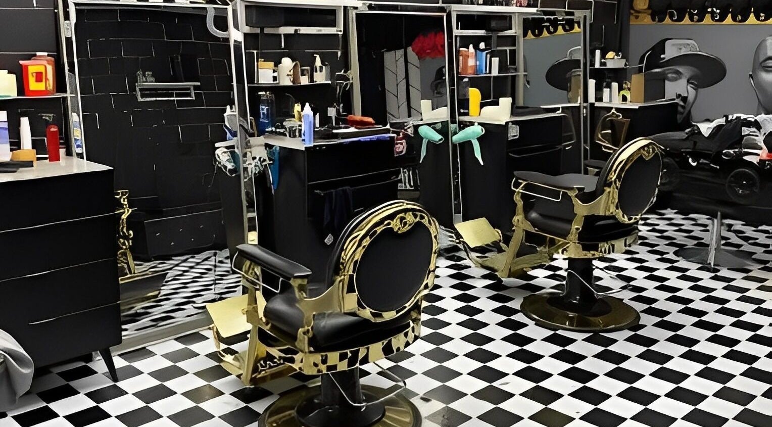 Luxurious gold-trimmed barber chairs at Timeless Barber Co - Nerang, Nerang, Queensland, AU.