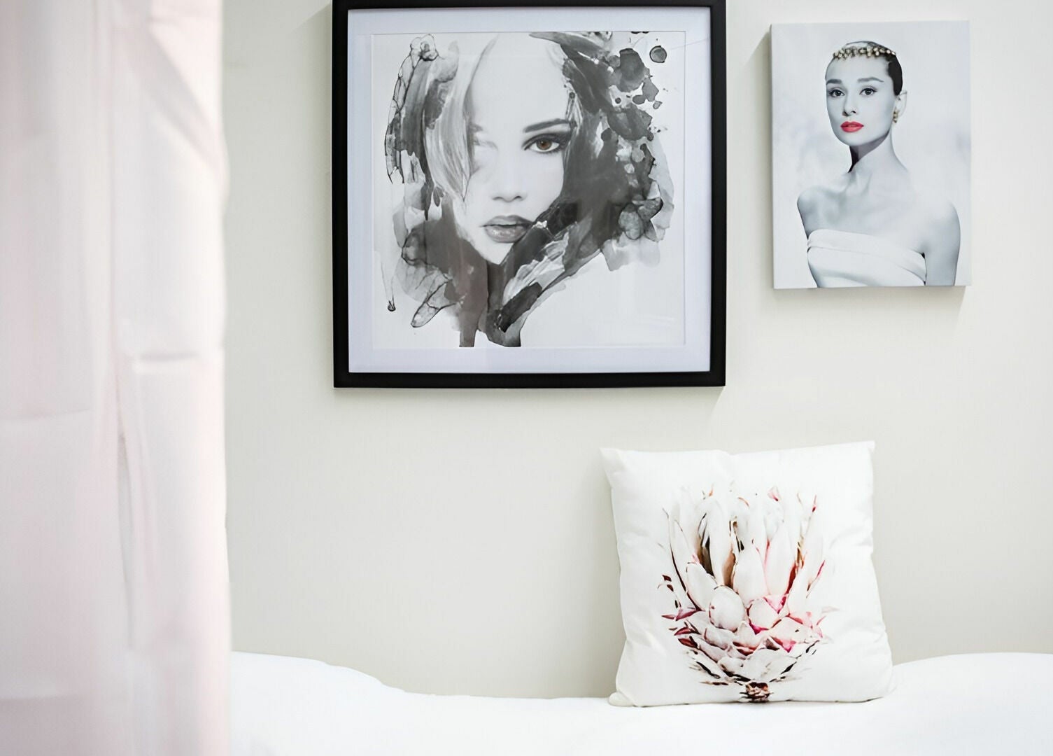 Elegant wall art and cushion at Precious Beautee, Ashfield, New South Wales, AU, offering a serene ambiance.