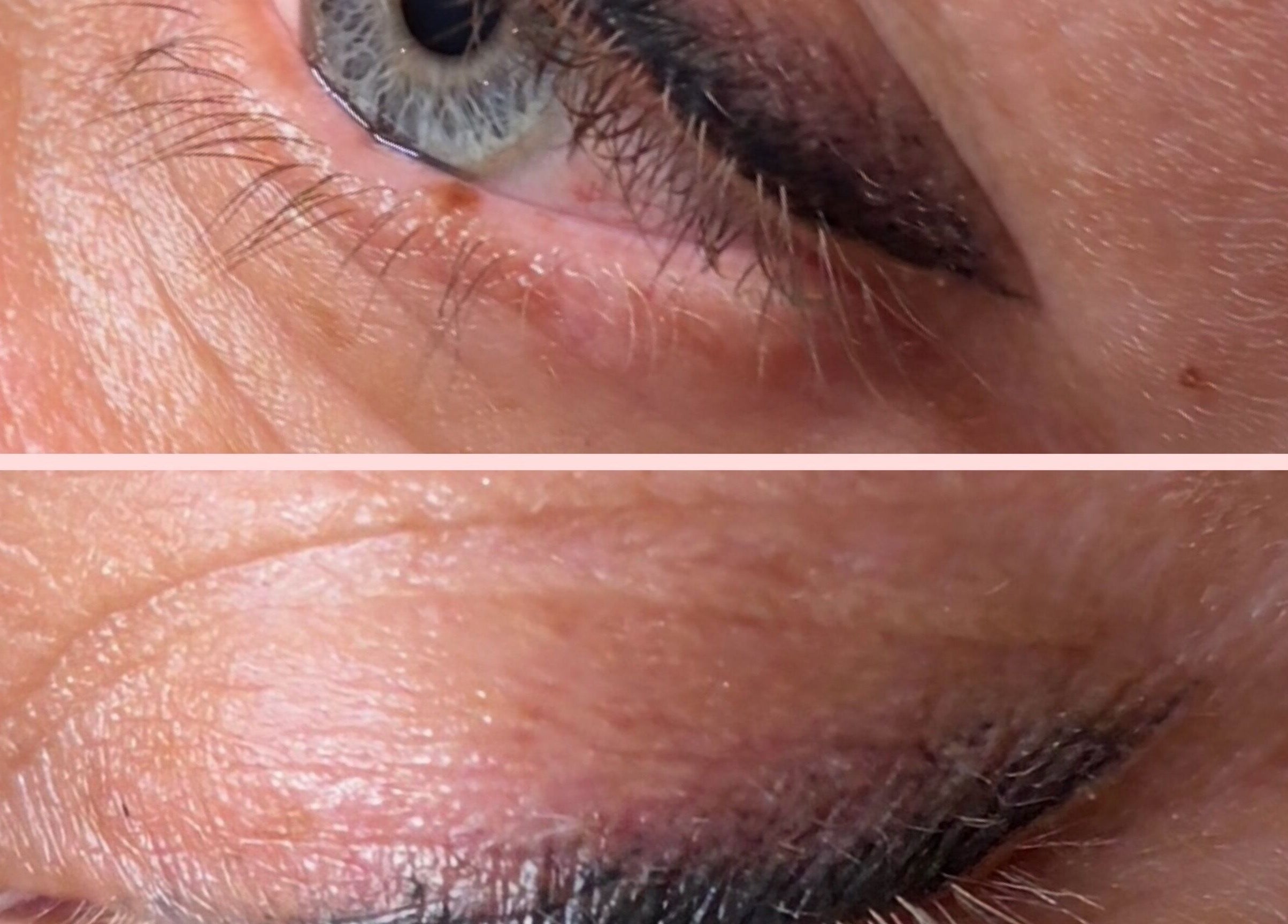 Eyeliner enhancement at EveLashes, Brows & Beauty in Southampton, England, GB before and after treatment.