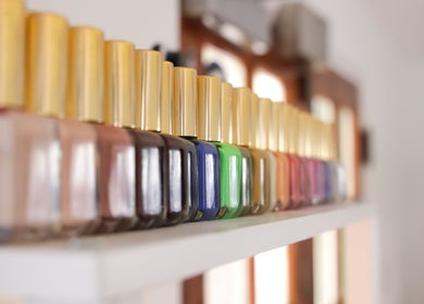 Diverse nail polishes at Lacquered Lounge, Town Of St. George, St. George's Parish, BM.