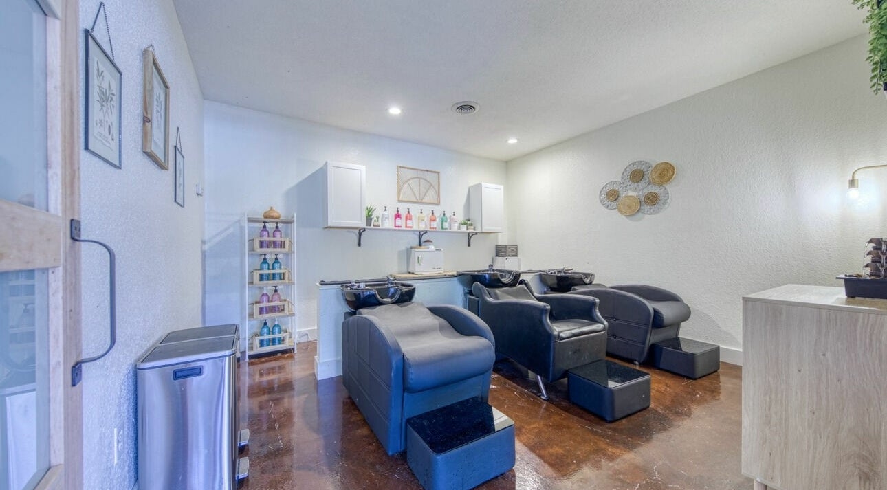 Sleek shampoo stations at Studio 45:11 Salon in Seymour, Tennessee, US offer a pristine and relaxing experience.