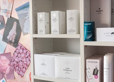 Luxury haircare products at M.O.H & Co, Melbourne, Victoria, AU, featuring premium beauty essentials on shelves.