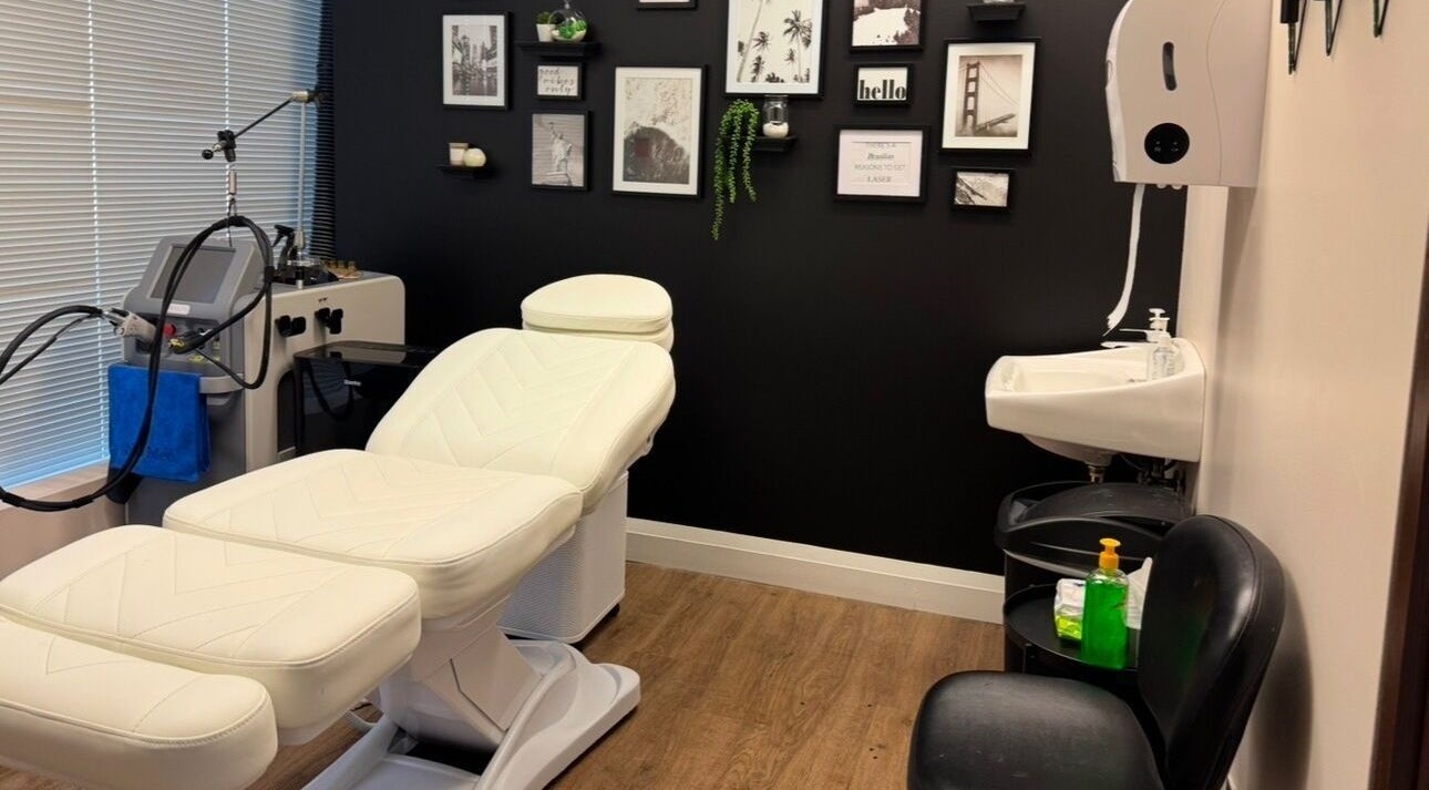 Modern treatment room at NU Med Clinic and MediSpa, Toronto, Ontario, CA with sleek equipment and decor.