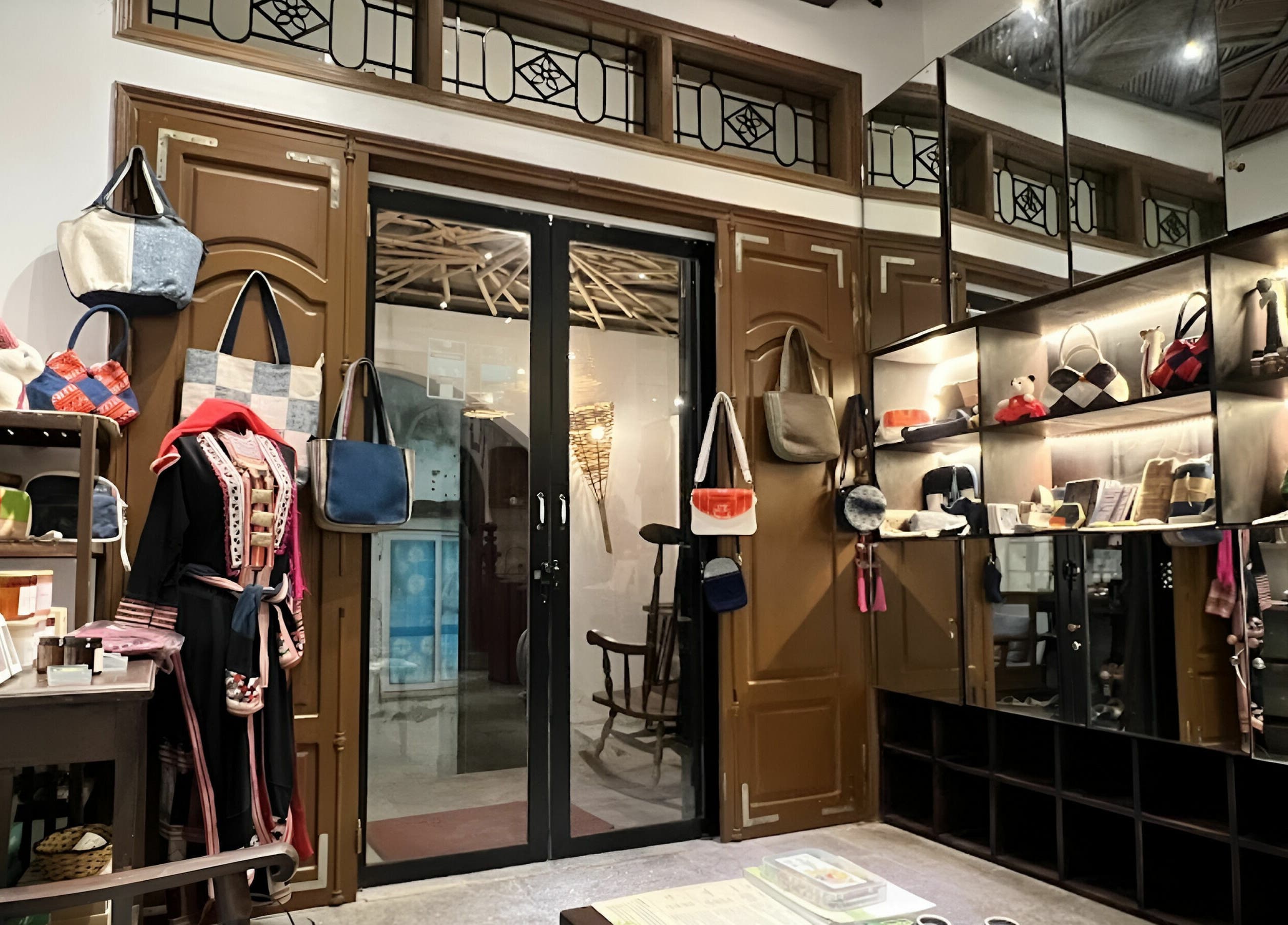 Elegant boutique display at Dao's Care Spa - Ba Đình in Hà Nội, Hà Nội, VN showcasing bags and apparel for sale.