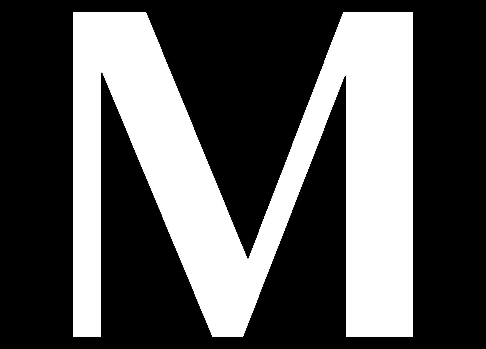 Elegant 'M' logo of MATERIAL - St Pete in St. Petersburg, Florida, US, on a sleek black background.