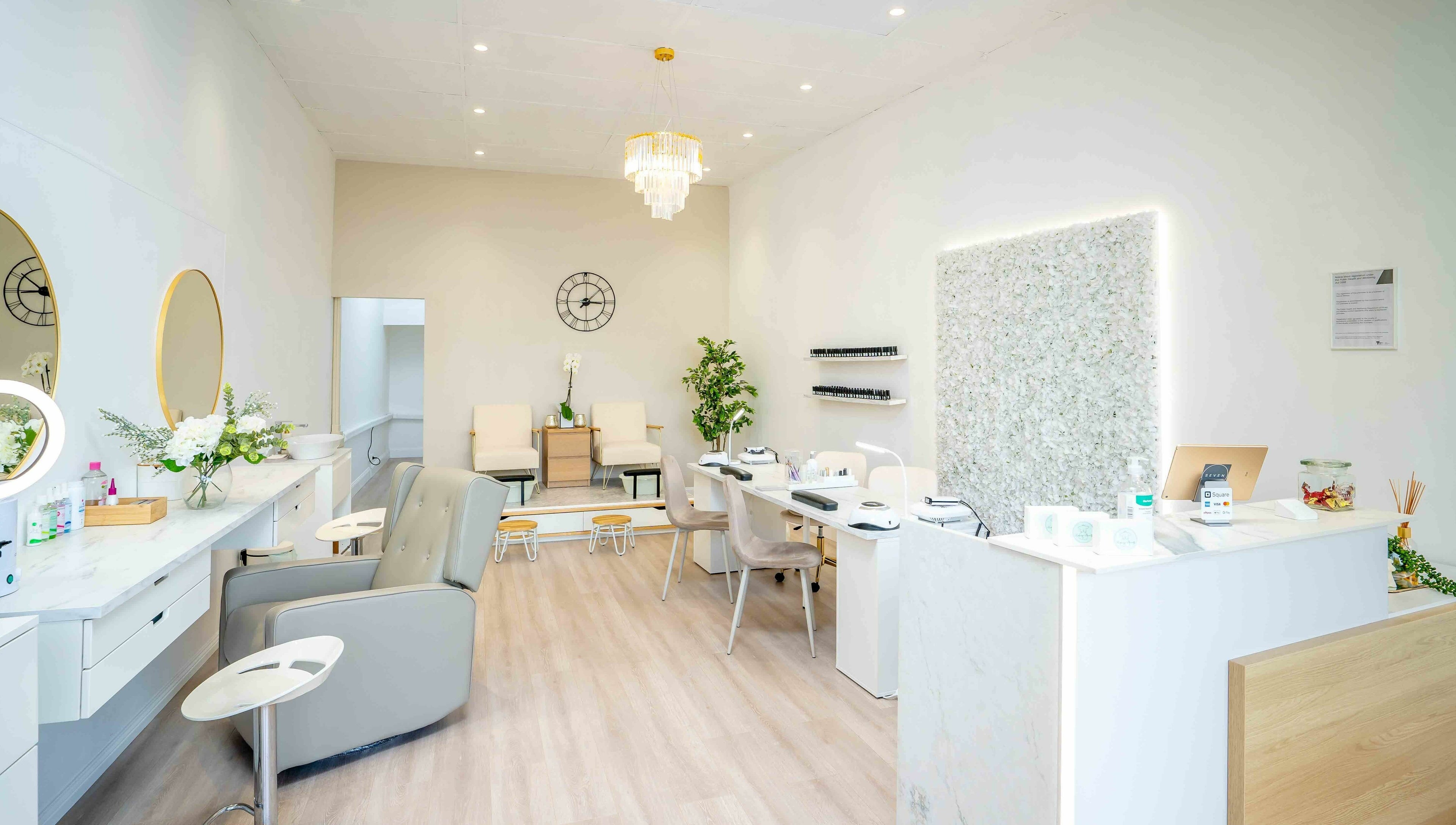 Elegant interior of Seven Salon in Bentleigh East, Victoria, AU with modern decor and stylish furniture.