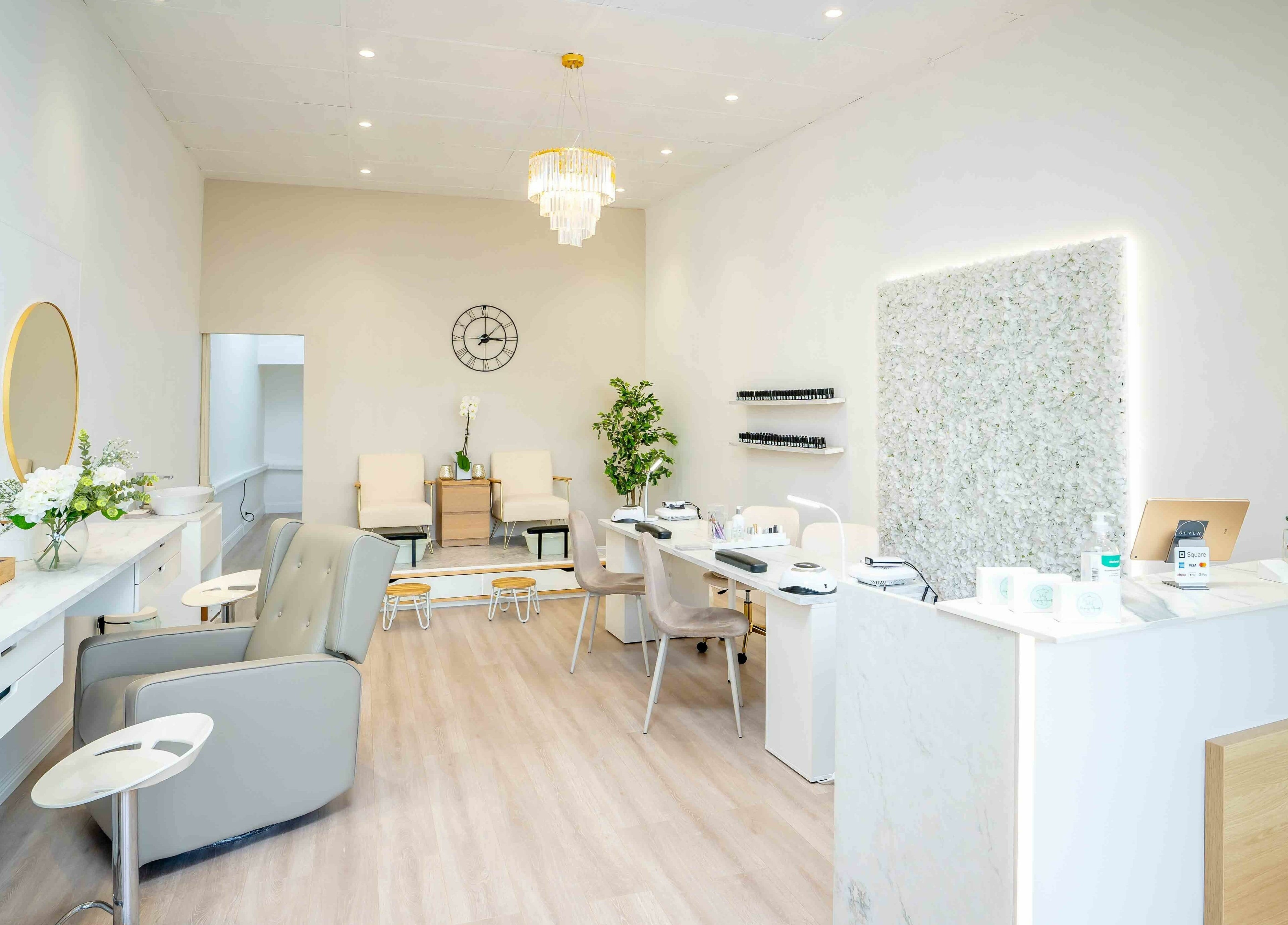 Elegant interior of Seven Salon in Bentleigh East, Victoria, AU with modern decor and stylish furniture.