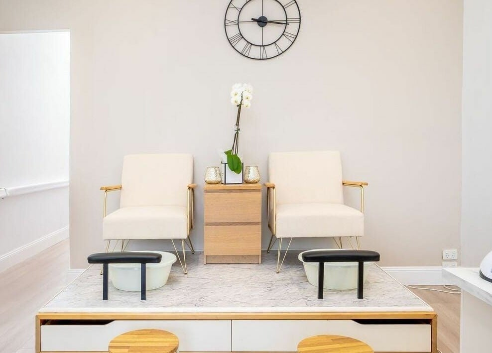Relax in plush pedicure chairs at Seven Salon, Bentleigh East, Victoria, AU. Modern and inviting ambiance.