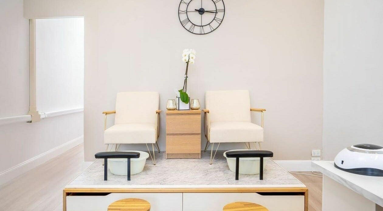 Relax in plush pedicure chairs at Seven Salon, Bentleigh East, Victoria, AU. Modern and inviting ambiance.