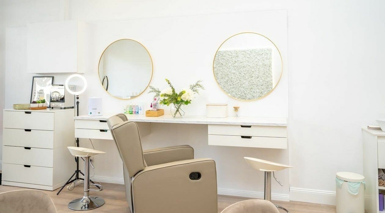 Luxurious styling station at Seven Salon, Bentleigh East, Victoria, AU with modern decor and calming ambiance.