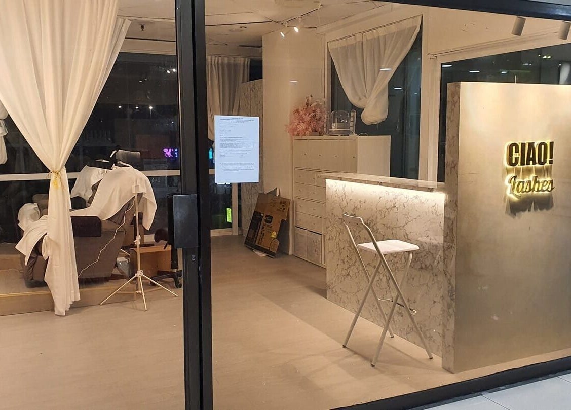 Stylish Ciao Lashes beauty venue with chic interior in Singapore, Singapore, SG, featuring a modern reception area.
