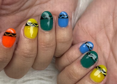 Colorful nail designs at Nail House and Spa in Hollywood, Florida, US.