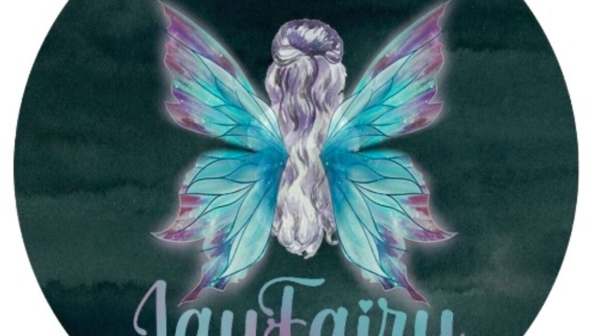 Jayfairy logo featuring colorful wings design, located in Swansea, Wales, GB.