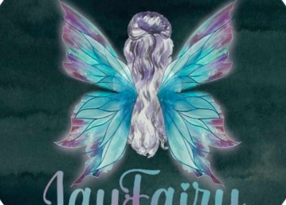 Jayfairy logo featuring colorful wings design, located in Swansea, Wales, GB.