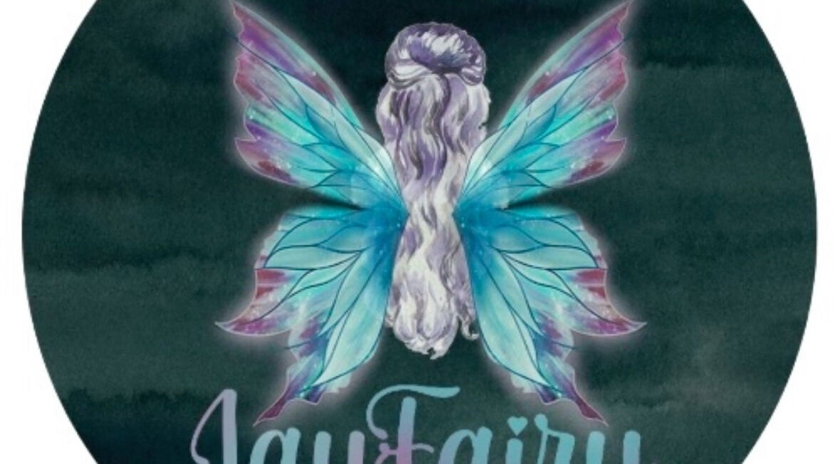 Jayfairy logo featuring colorful wings design, located in Swansea, Wales, GB.