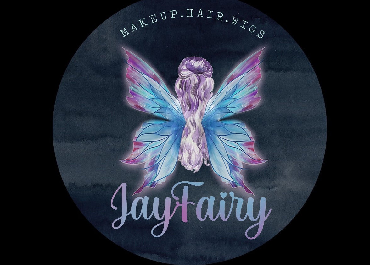 Jayfairy logo featuring fairy with colorful wings, Swansea, Wales, GB.