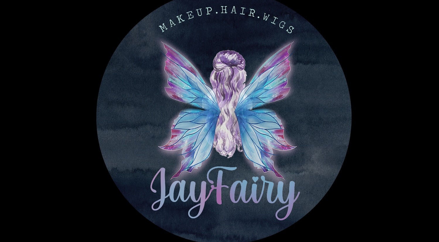 Jayfairy logo featuring fairy with colorful wings, Swansea, Wales, GB.