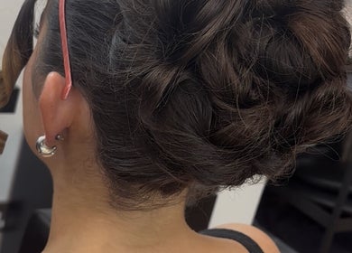 Chic updo hairstyle at Hair By Shannyn at Salon Biba in Larbert, Scotland, GB.