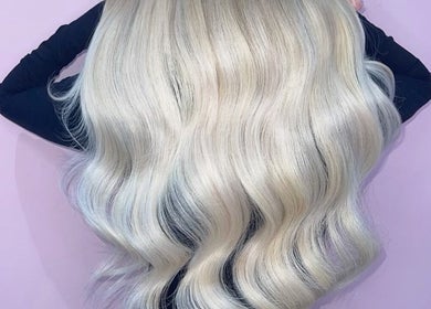 Sleek silver blonde waves at The Doll House York, York, England, GB.