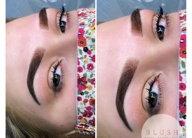 Detailed close-up of expertly shaped brows at A.R.C.H, Lancaster, England, GB showcasing beauty services.