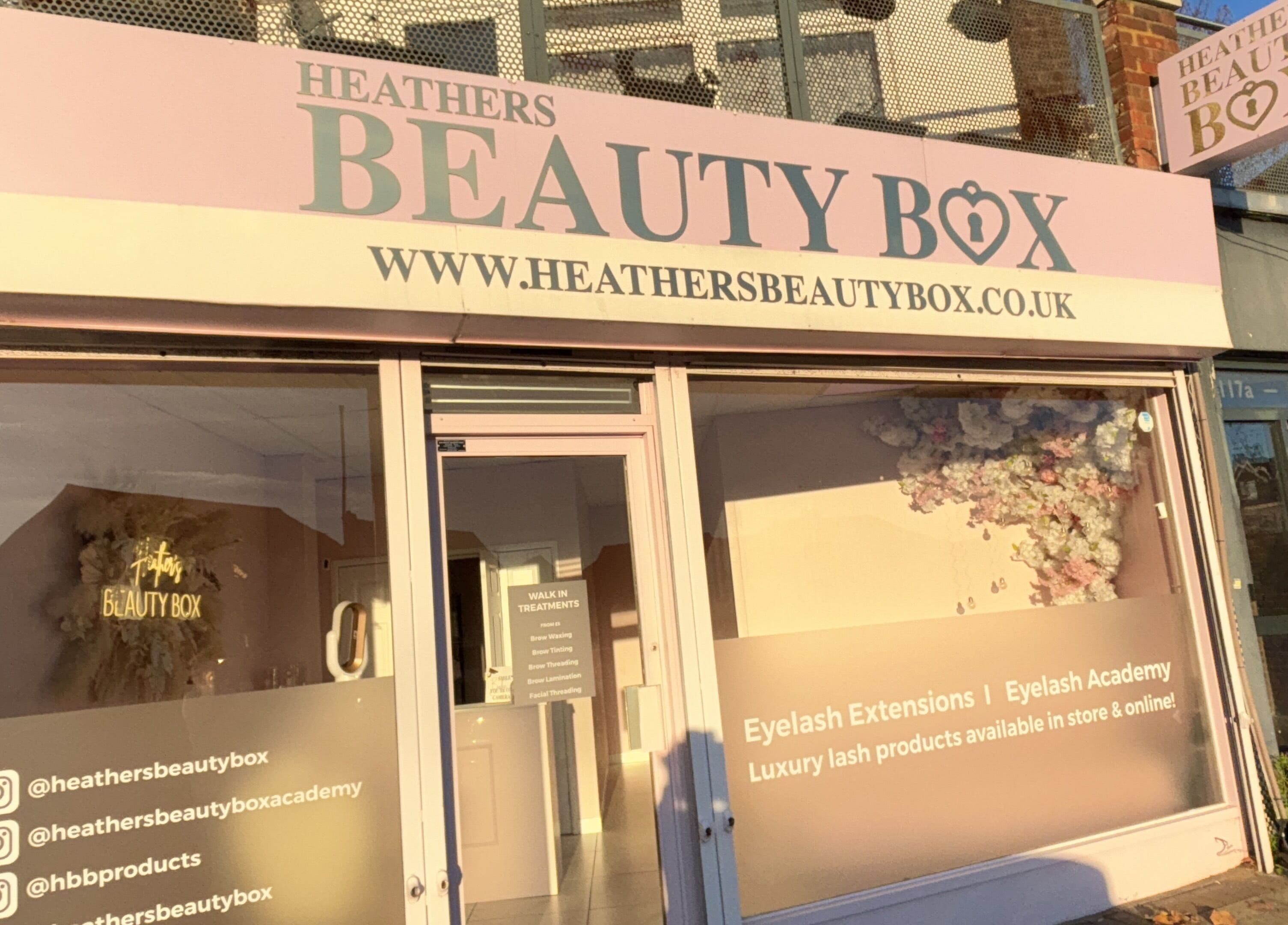 Front view of Lashes By Chrissy Grace in Ashford, England, GB, showcasing a chic beauty salon entrance.