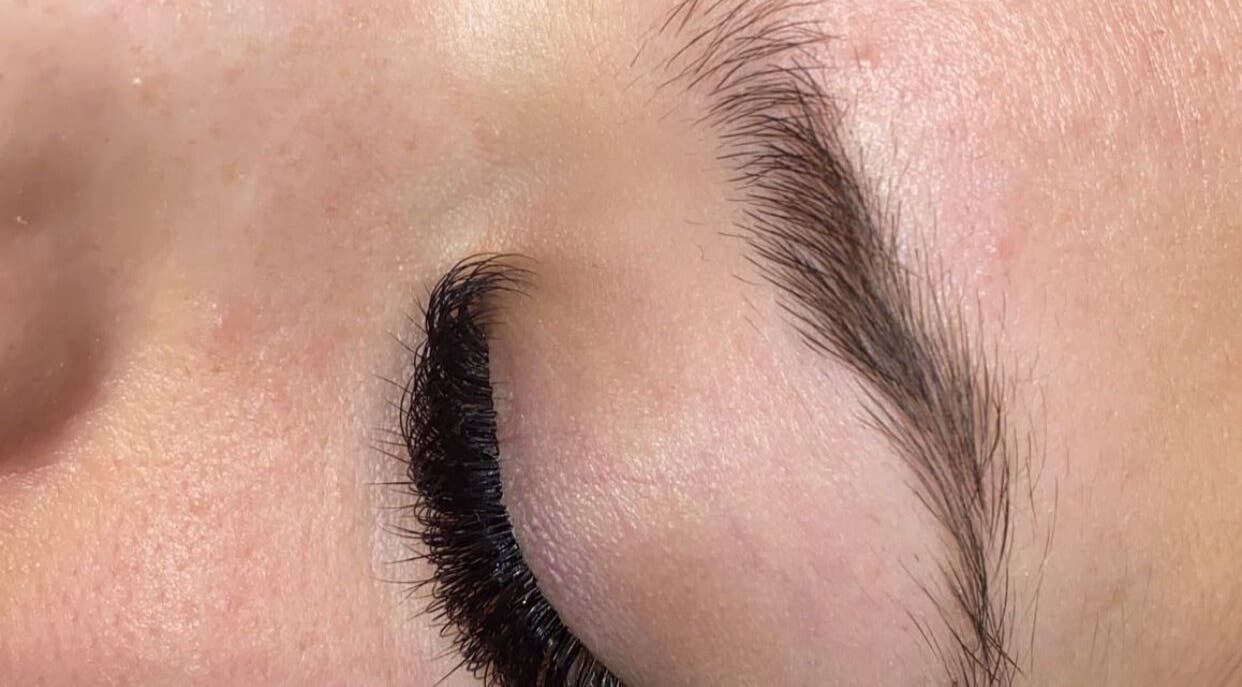 Closeup of expertly applied lashes at Lashes By Chrissy Grace in Ashford, England, GB.