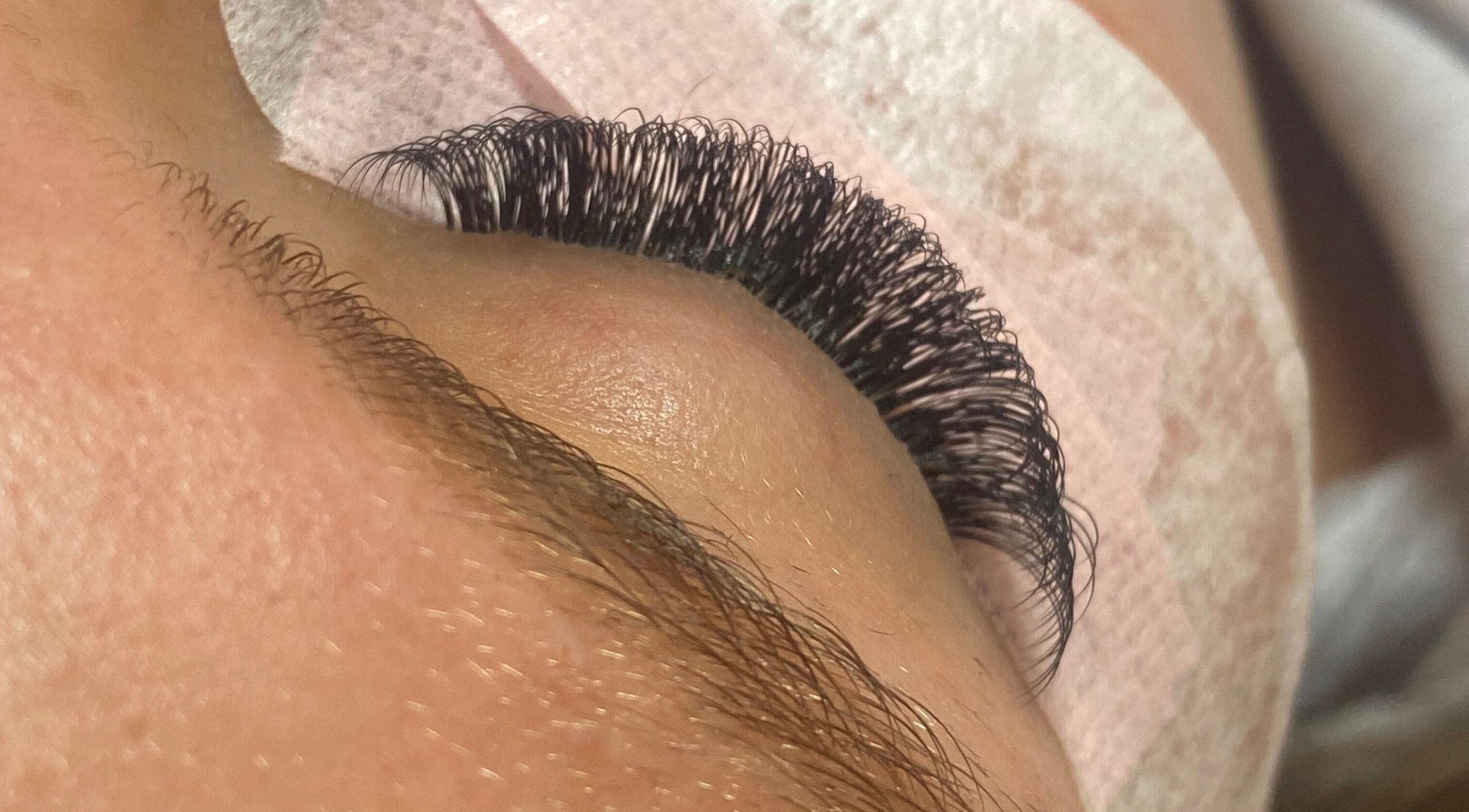Close up of expertly applied eyelashes at Lashes By Chrissy Grace, Ashford, England, GB.