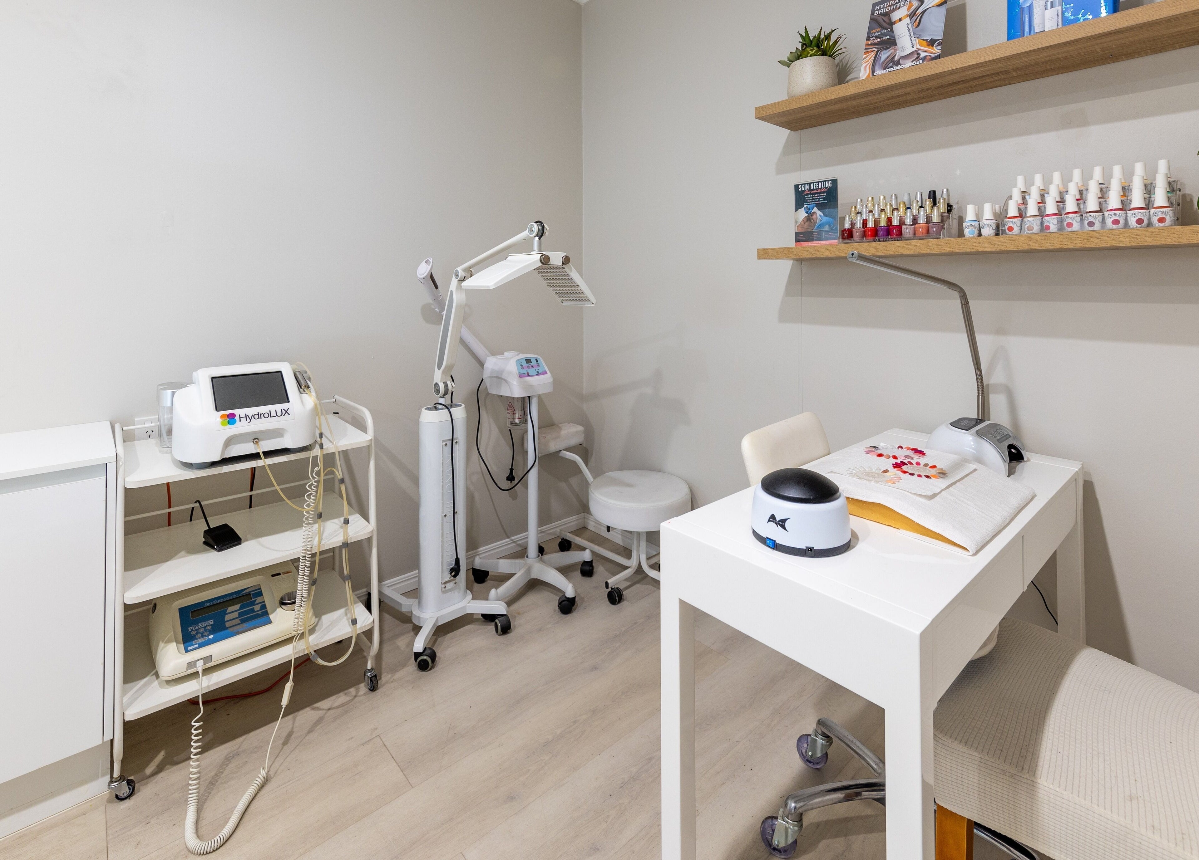 Modern treatment room at Justine's Accent on Beauty, Mudgeeraba, Queensland, AU with skincare equipment.