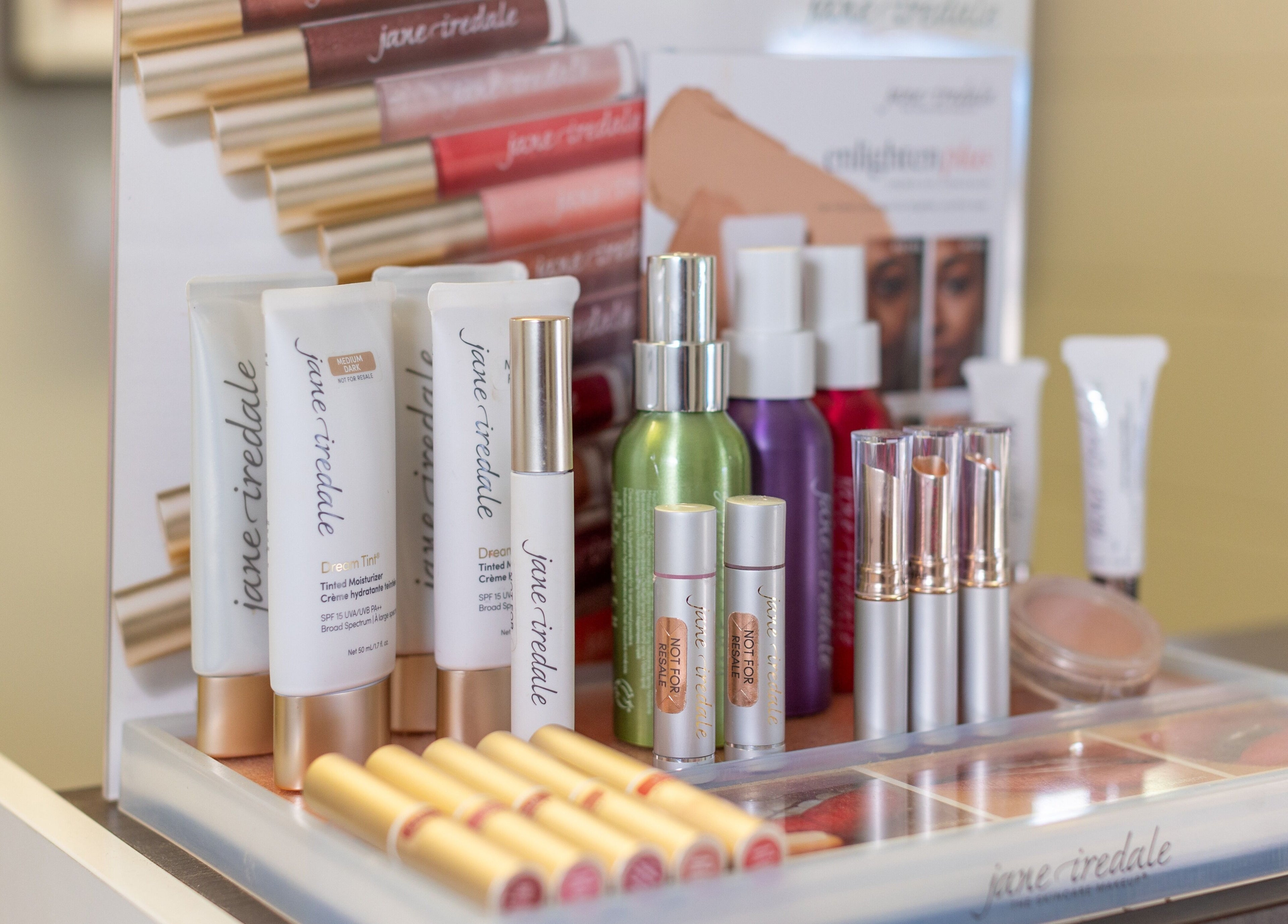 Diverse beauty products at Justine's Accent on Beauty, Mudgeeraba, Queensland, AU, enhancing skin care routines.