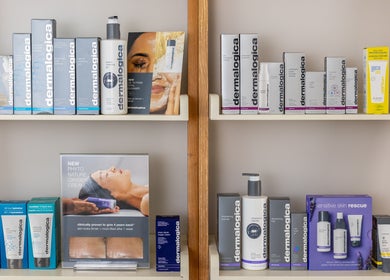 Dermalogica skincare products displayed at Justine's Accent on Beauty, Mudgeeraba, Queensland, AU.