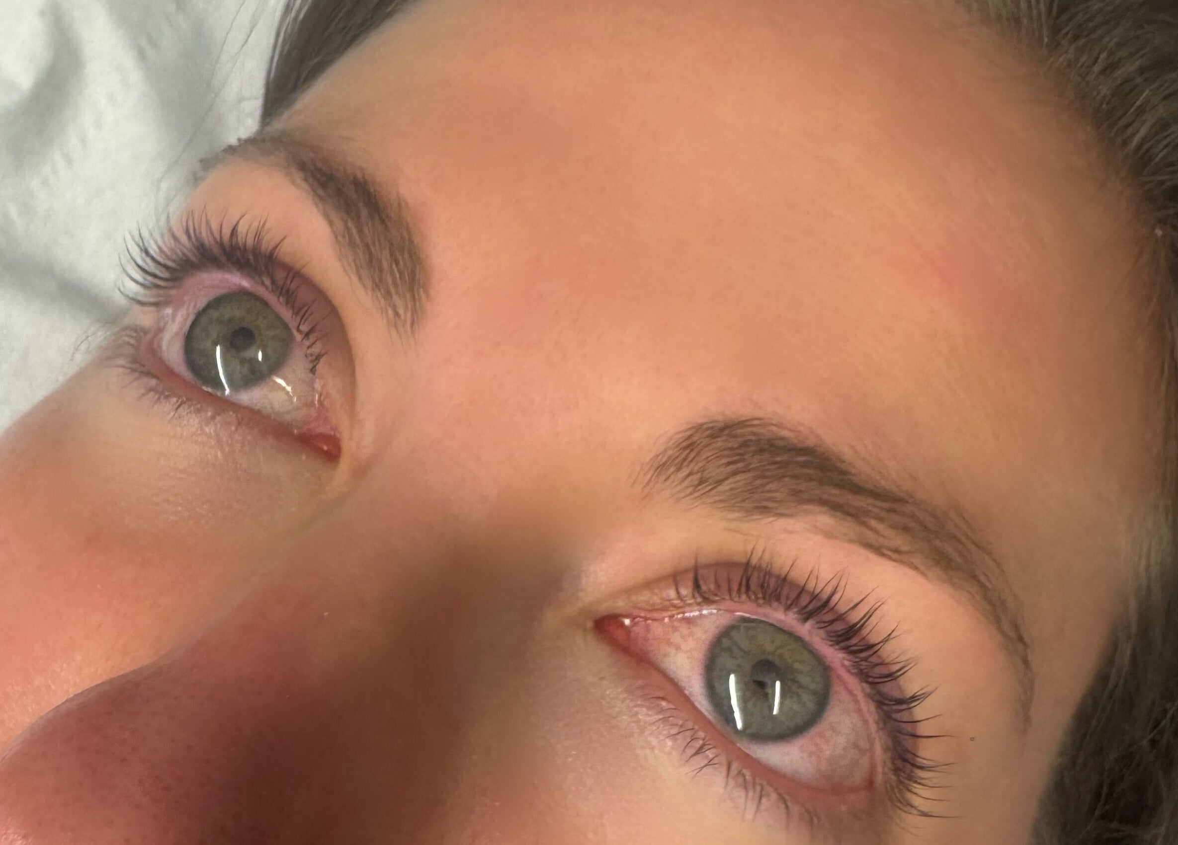 Close-up of expertly enhanced lashes at Chlos Beauty Corner, Callington, England, GB for a natural look.