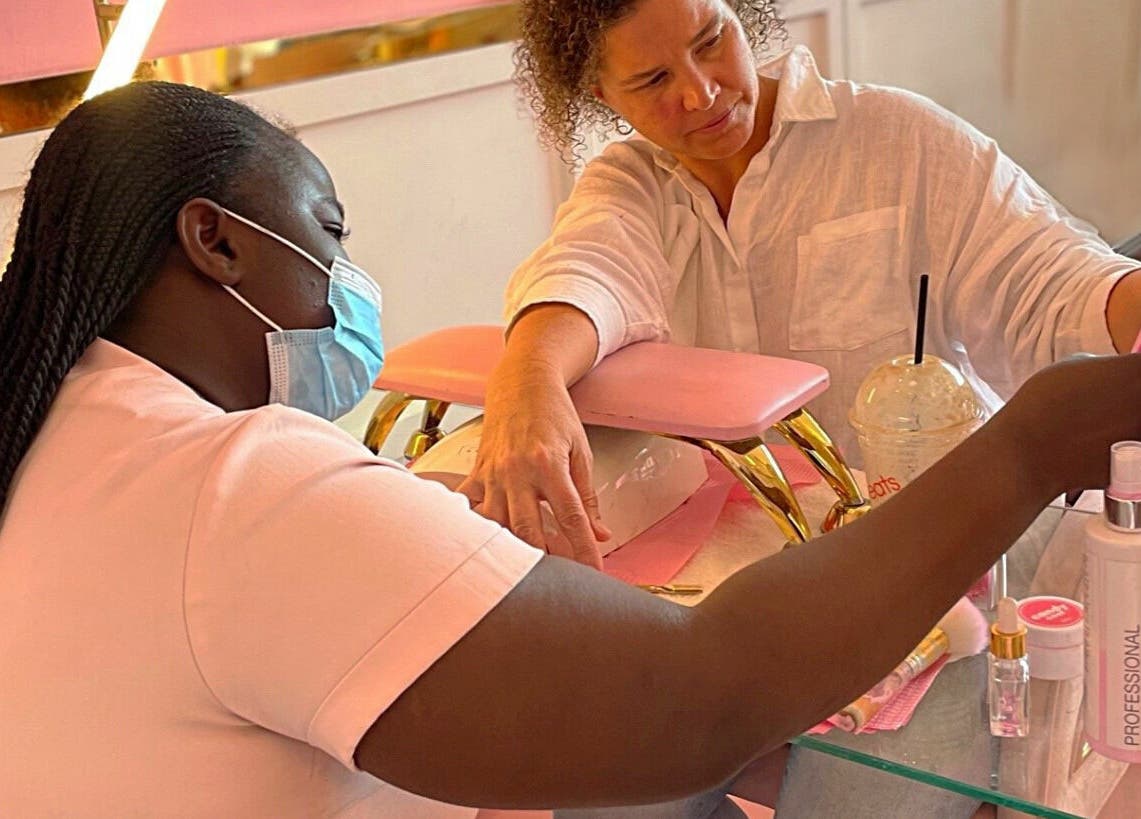 Manicure session at Lynette's, Accra, Greater Accra Region, GH, showcasing a professional nail treatment.