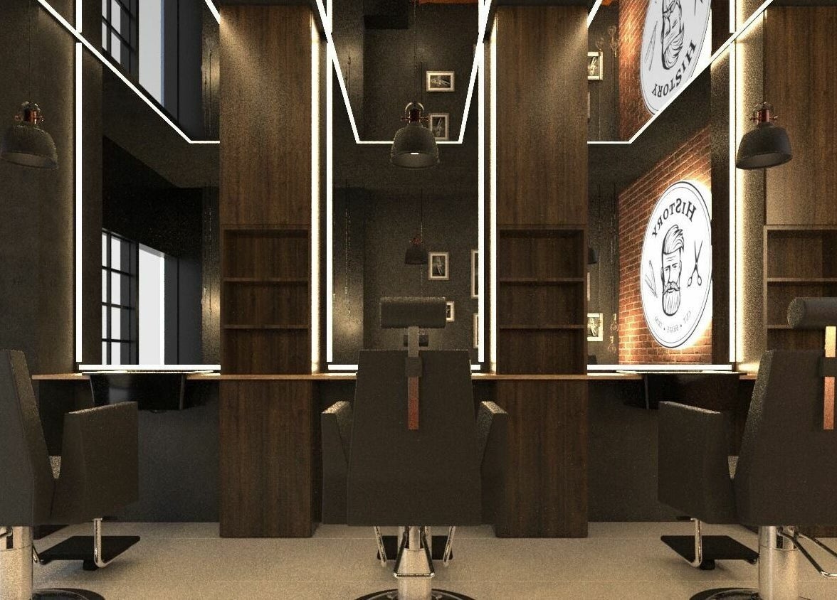 Interior modern și elegant al HiStory Barbershop Camil Ressu 8 din București, București, RO.