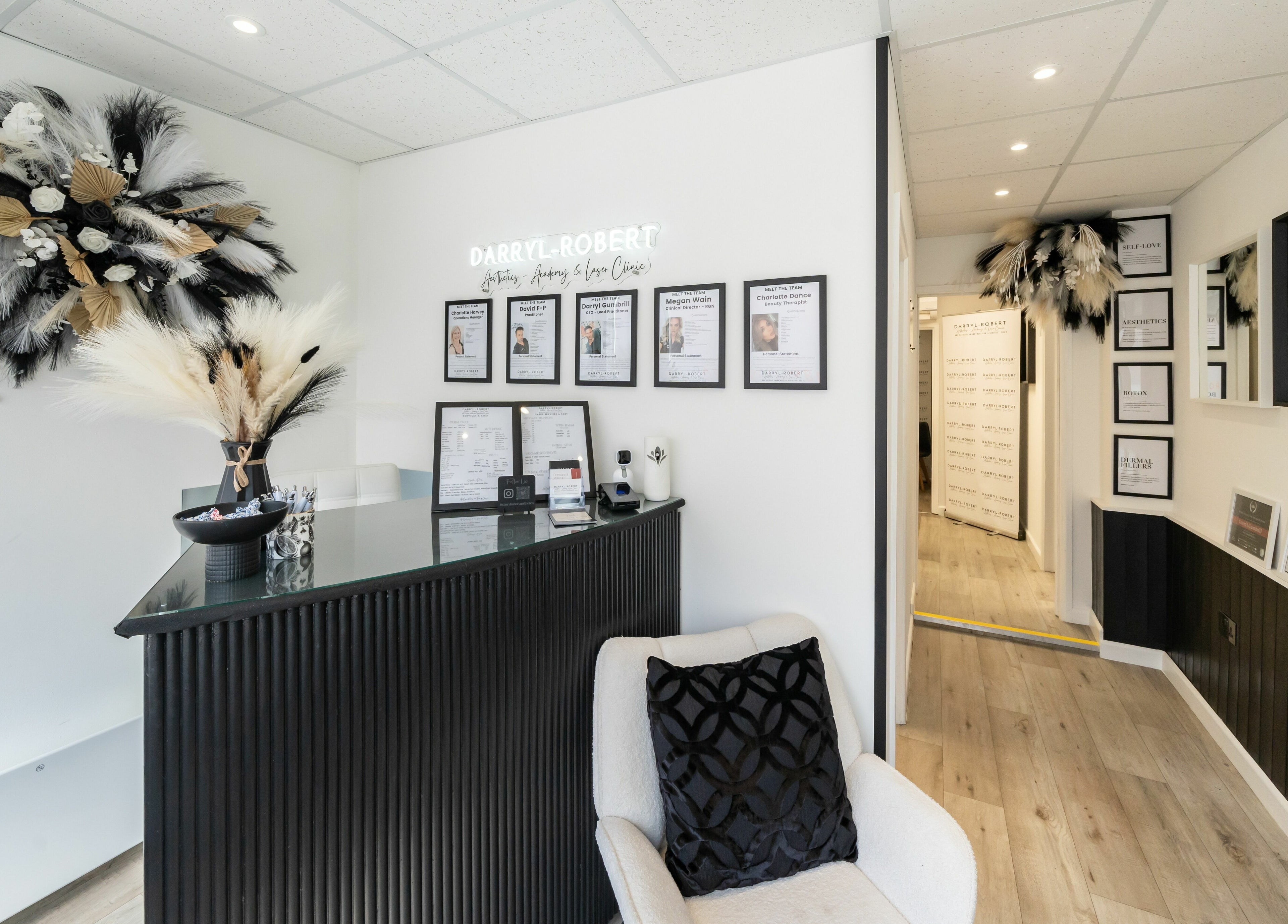 Elegant reception at DRA Honiton HQ in Honiton, England, GB, featuring modern decor and inviting atmosphere.