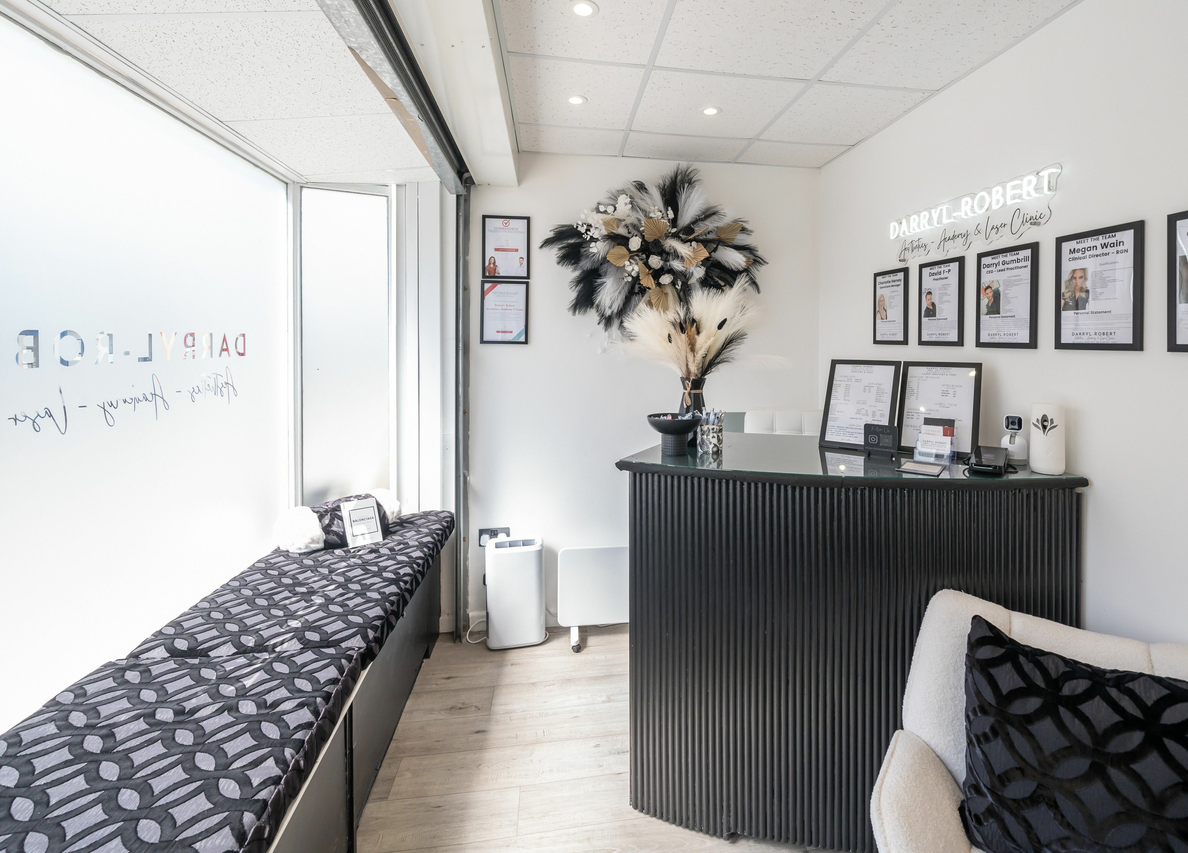 Elegant reception area at DRA Honiton HQ in Honiton, England, GB, showcasing decor and seating.