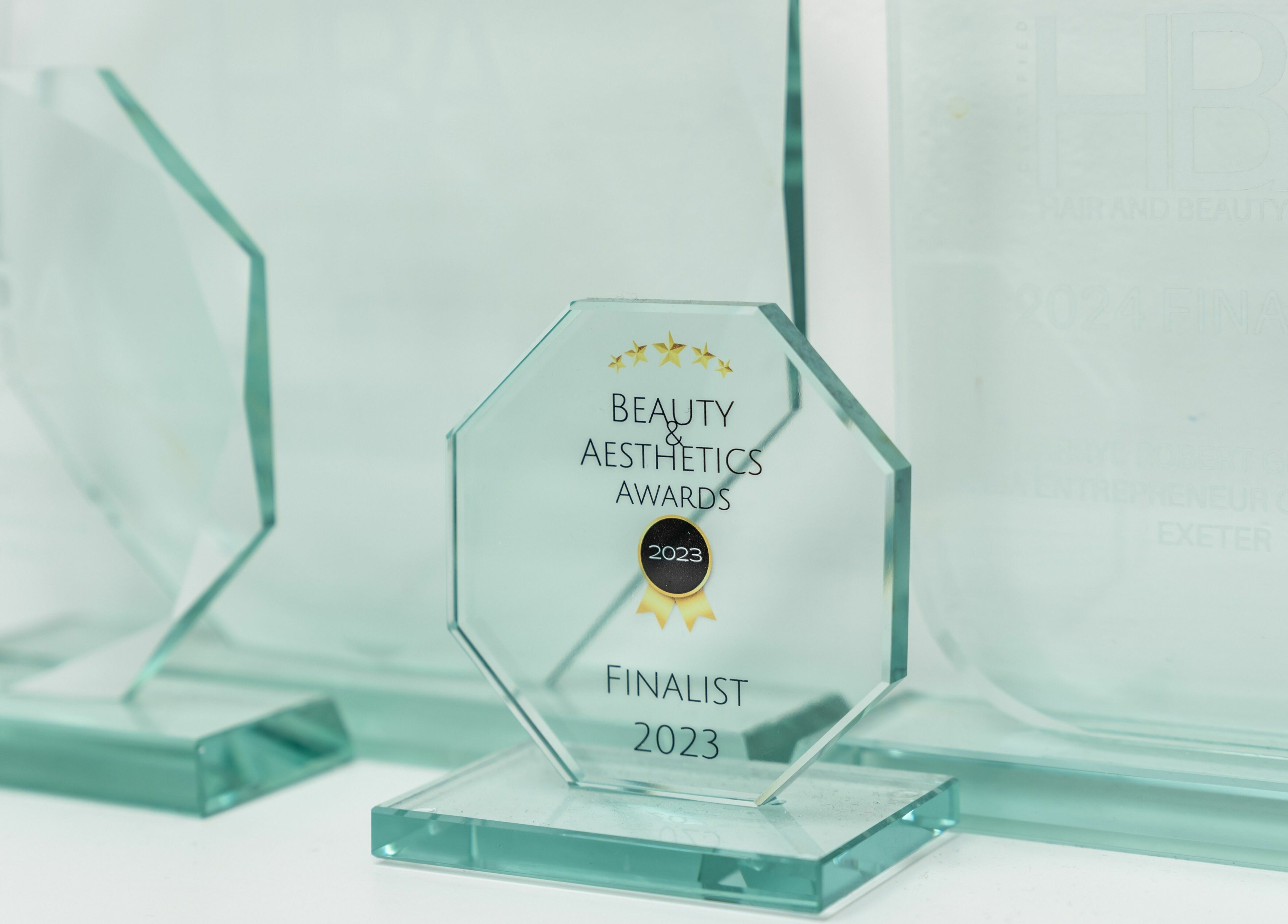 Beauty Aesthetics Awards 2023 trophy at DRA Honiton HQ, Honiton, England, GB.