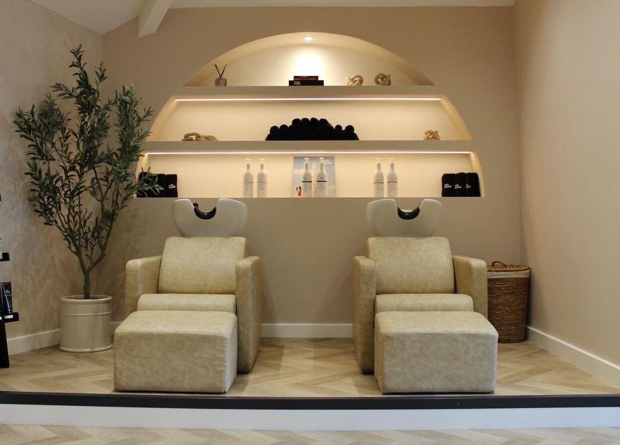 Luxurious shampoo chairs at Millie at Shade Harrogate, in Harrogate, England, GB, set in a stylish salon.