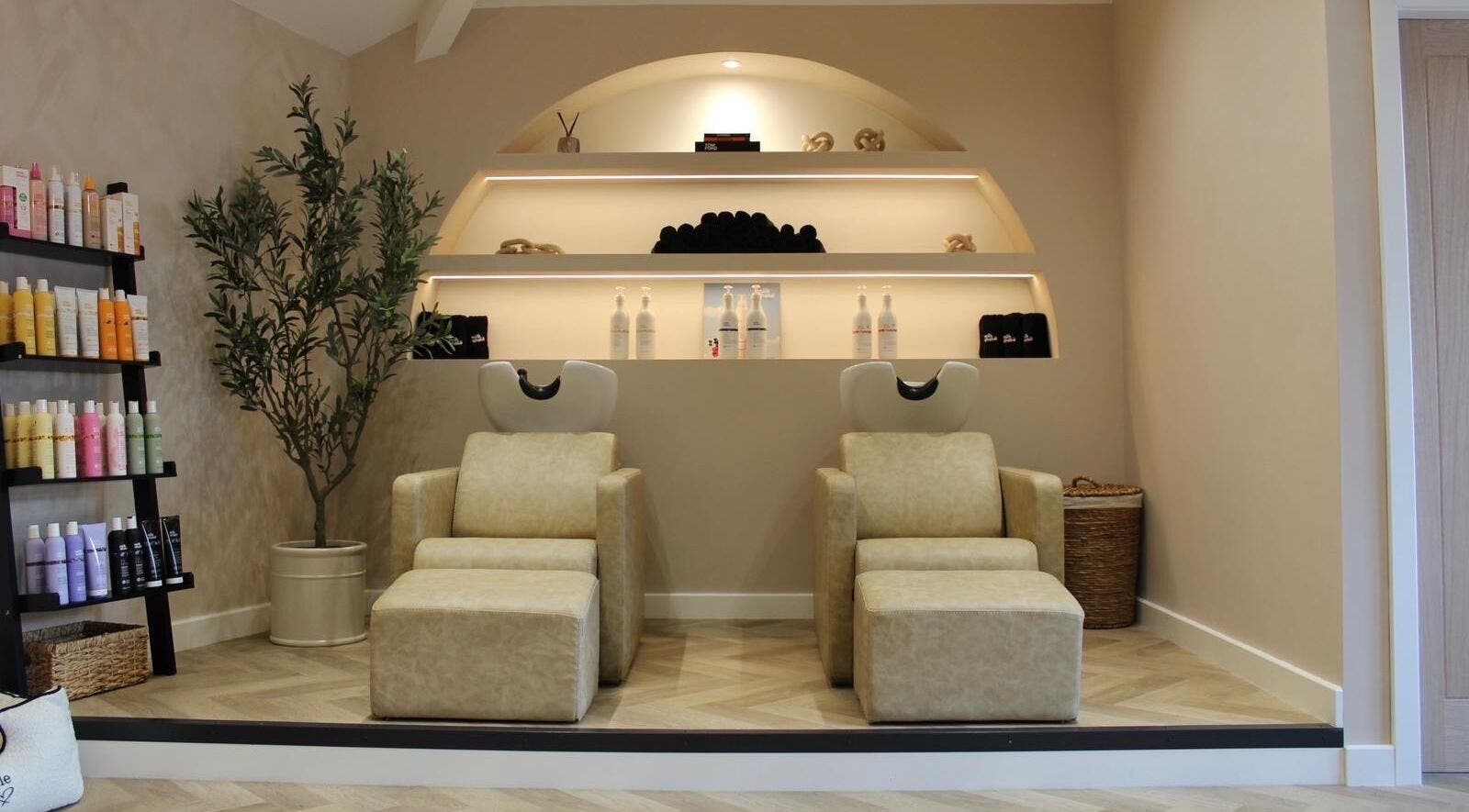 Luxurious shampoo chairs at Millie at Shade Harrogate, in Harrogate, England, GB, set in a stylish salon.