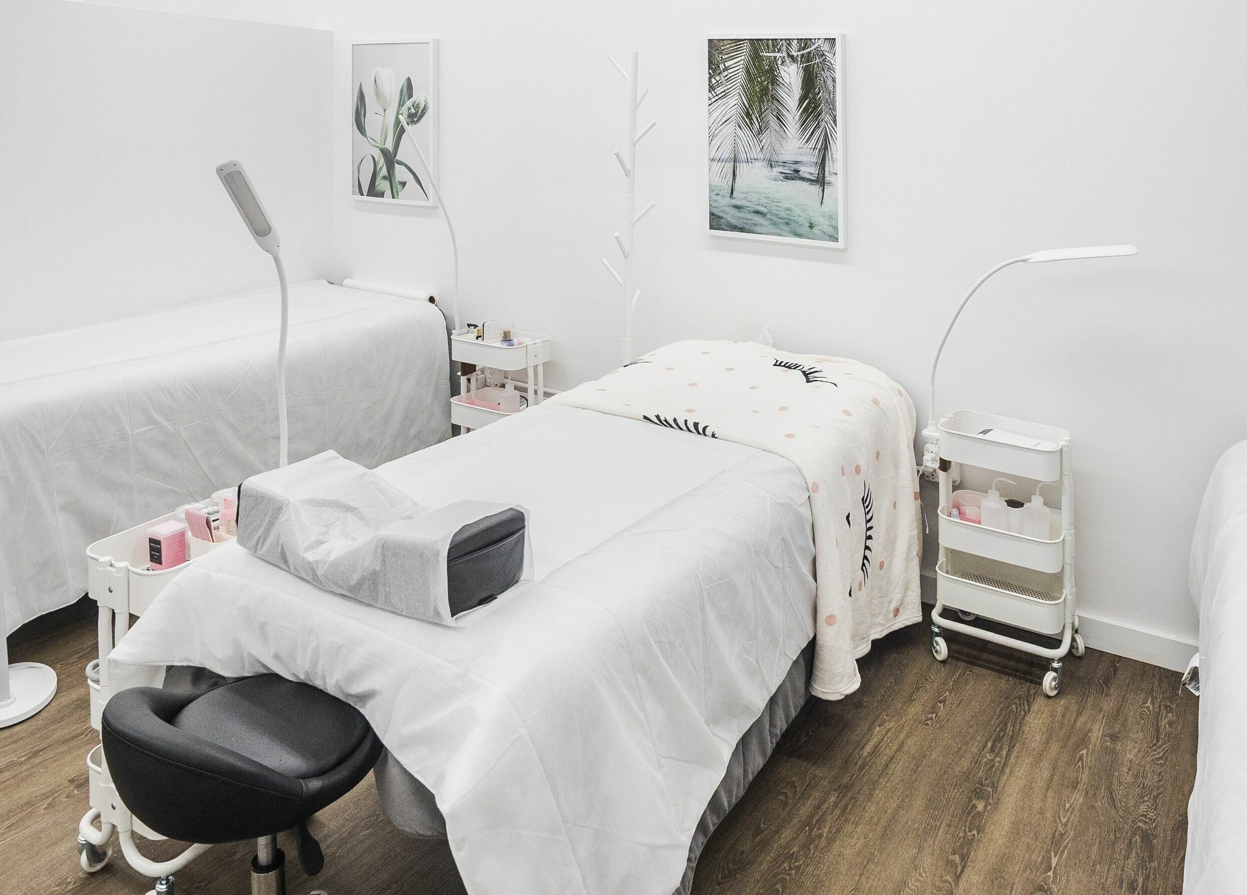Relax in the calming therapy room at V Lash Studio in New York, New York, US.